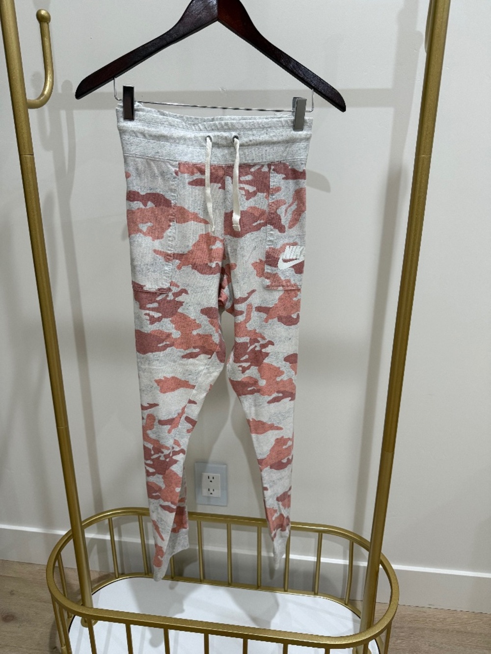 Nike, drawstring, pink camo joggers